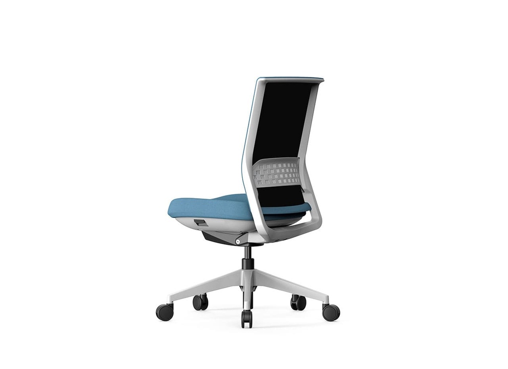 Silla de oficina Stay tapizada en azul sin brazos 