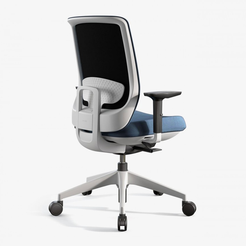 Silla ergonómica de oficina blanca con tapizado azul para envío rápido Trim de Actiu