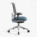 Silla ergonómica blanca con tapizado azul claro para envío rápido Trim de Actiu