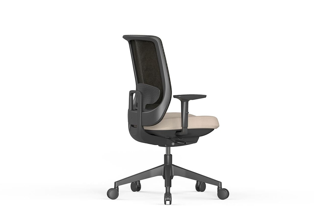 Silla ergonómica Trim de Actiu con respaldo de altura regulable tapizado en beige