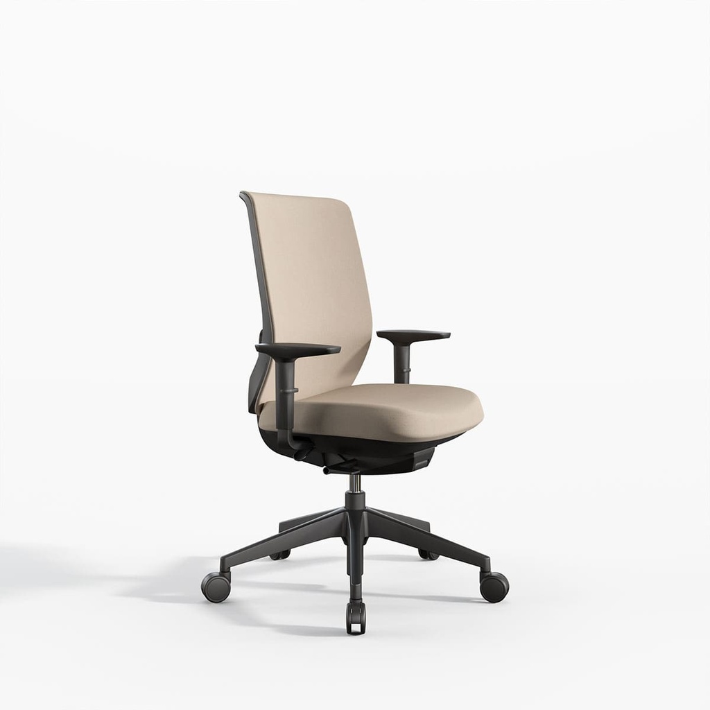 Silla ergonómica Trim de Actiu con respaldo de altura regulable tapizado en beige
