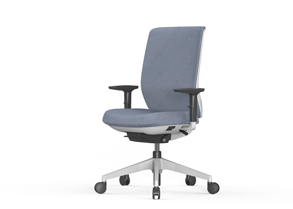Silla ergonómica Trim de Actiu con respaldo de altura regulable tapizado en azul