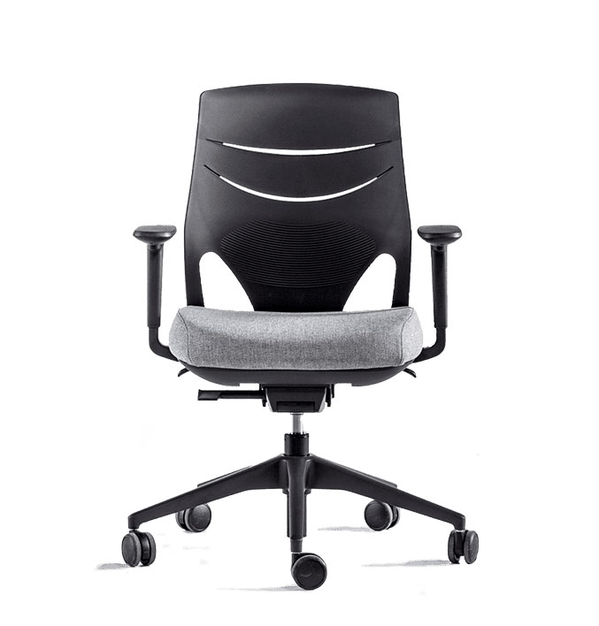 Silla Efit con estructura negra y tapizado gris