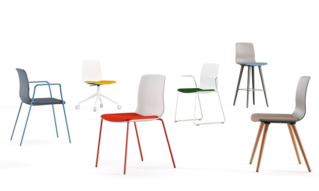 Serie de sillas Noom 50 con gran variedad de bases y carcasas