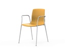 Silla Noom 50 con estructura naranja de 4 patas y carcasa rosa