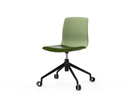 Silla Noom 50 con base de 4 ruedas huecas negra, carcasa verde y asiento tapizado en verde