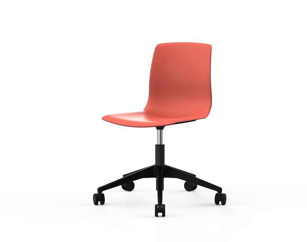 Sillas Noom 50 con carcasa rosa y base negra de 5 ruedas