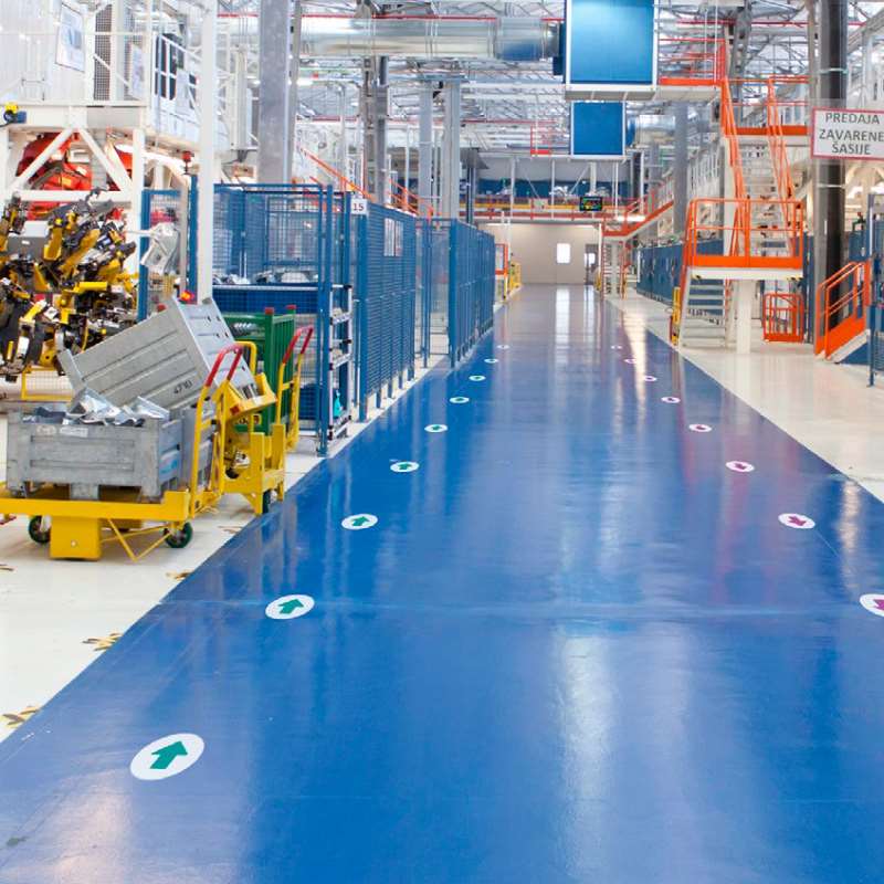 Flecha adhesiva para suelo azul