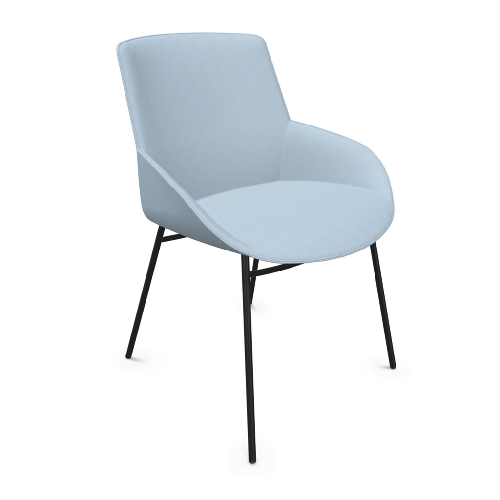 Silla Noom 30 con 4 patas de acero y tapizado azul claro