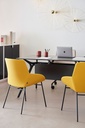 Sillas Noom 30 con 4 patas de acero y tapizado amarillo mostaza