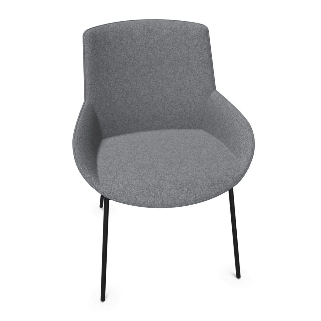 Silla Noom 30 con 4 patas de acero y tapizado gris melange claro