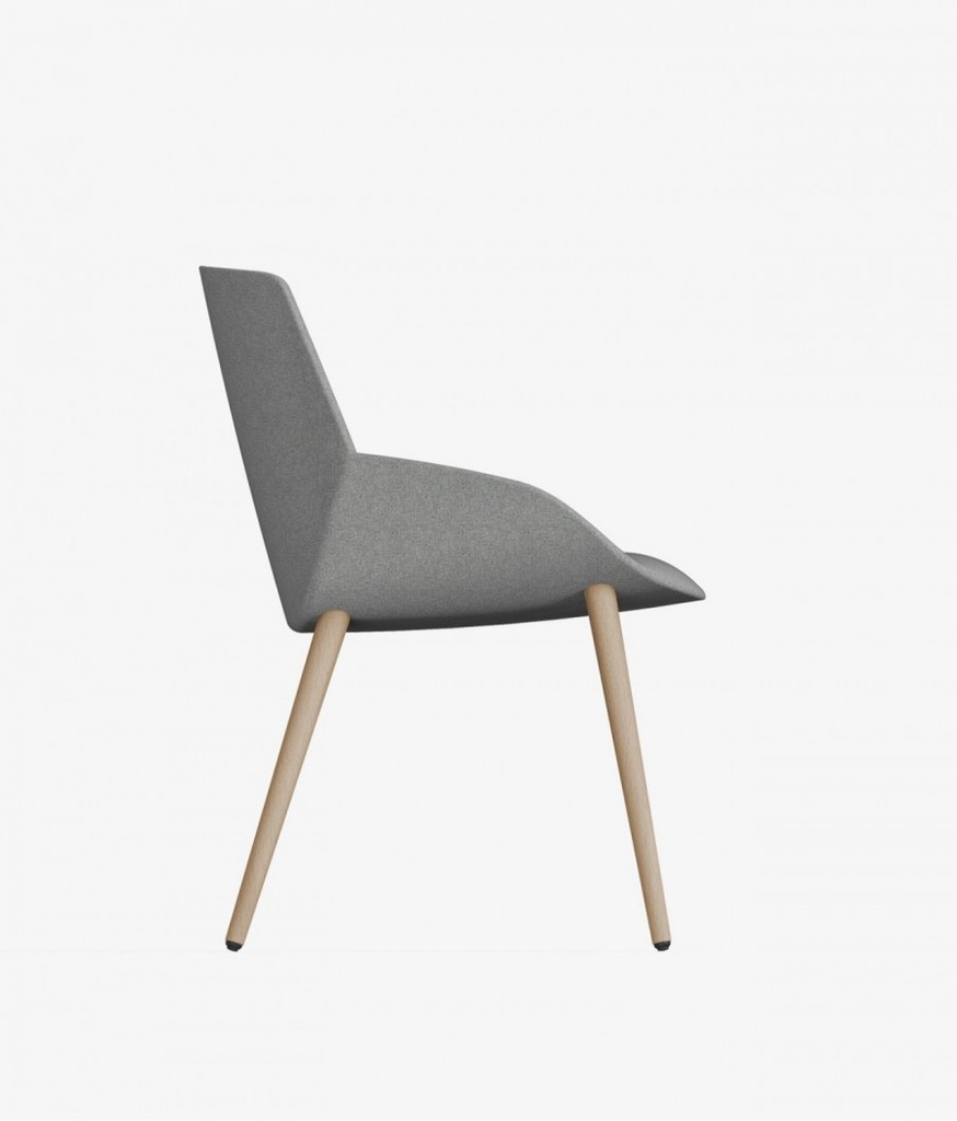 Silla Noom 30 con 4 patas de madera cónicas y tapizado gris melange claro