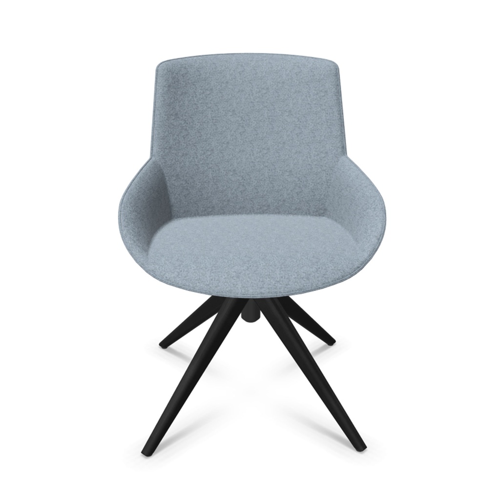 Silla Noom 30 con 4 patas de madera piramidales y tapizado azul claro