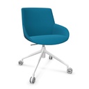 Sillas Noom 30 con 4 patas ruedas y elevación a gas y tapizado azul turquesa