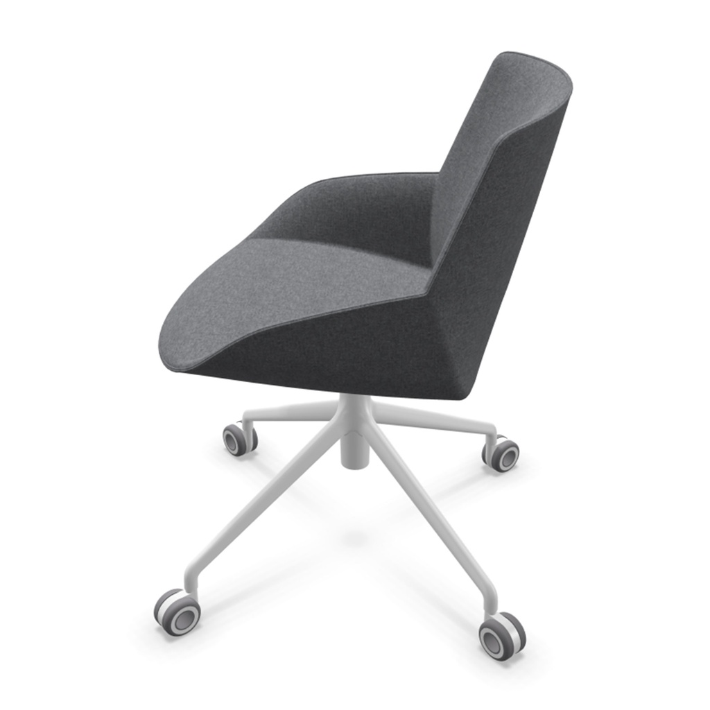 Sillas Noom 30 con 4 patas ruedas y elevación a gas y tapizado gris