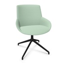 Sillas Noom 30 con base giratoria de aluminio con autoretorno y tapizado en tono verde menta