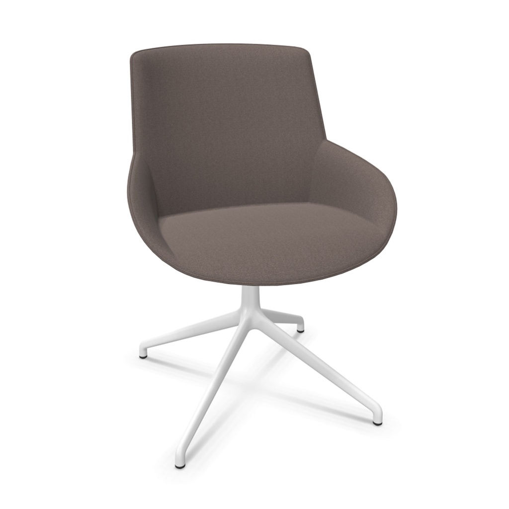 Sillas Noom 30 con base giratoria de aluminio con autoretorno y tapizado en beige Vison