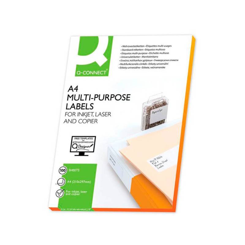 Etiquetas adhesivas A4 210 x 297 Q-Connect