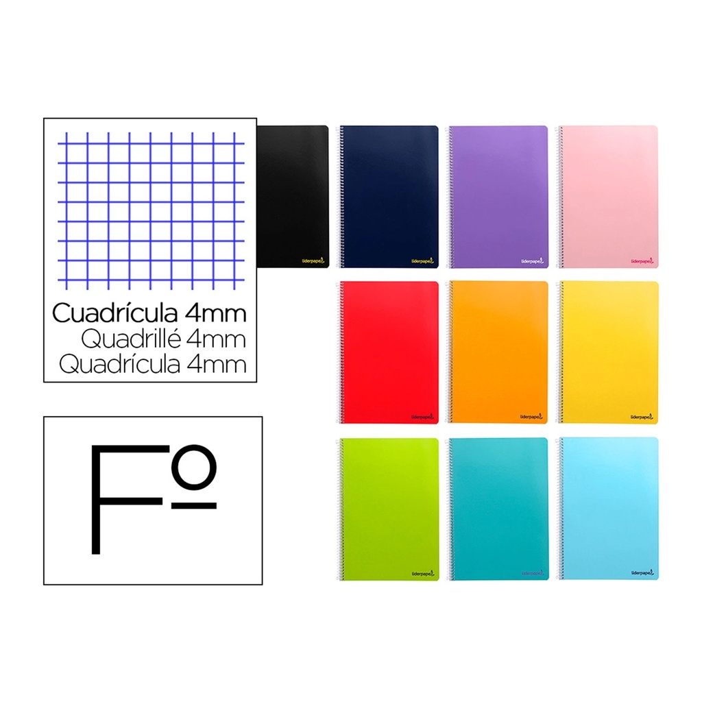 Características del cuaderno de espiral Folio cuadriculado 80 hojas