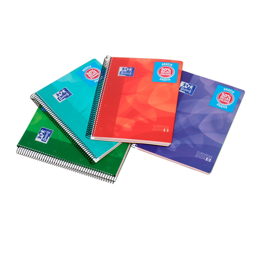 Cuaderno de espiral microperforado A4 cuadriculado tapa de plástico 120 hojas Oxford Lagoon