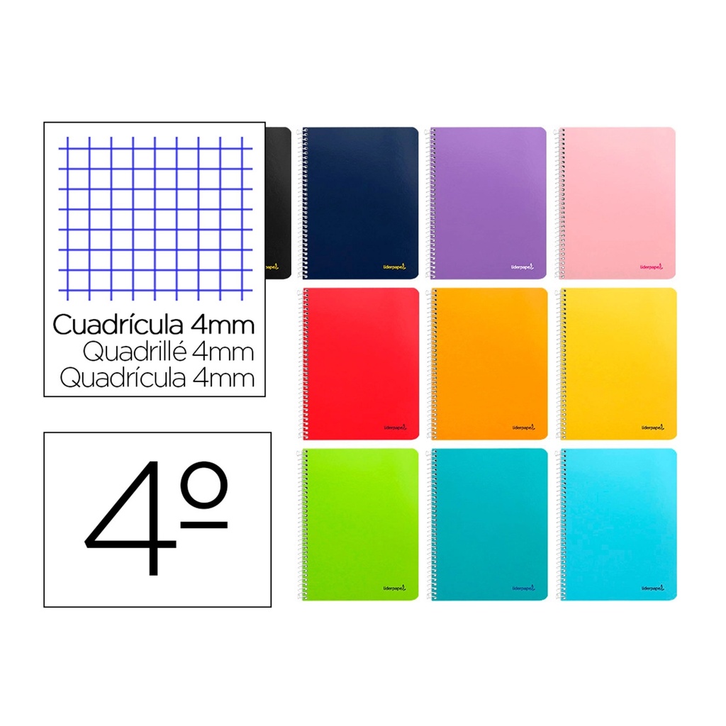 Características del cuaderno de espiral 4º cuadriculado 80 hojas