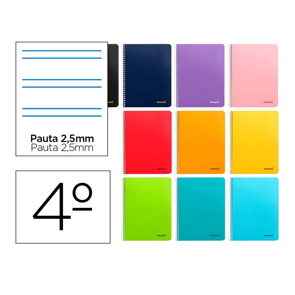 Cuaderno de espiral 1/4 pautado 80 hojas