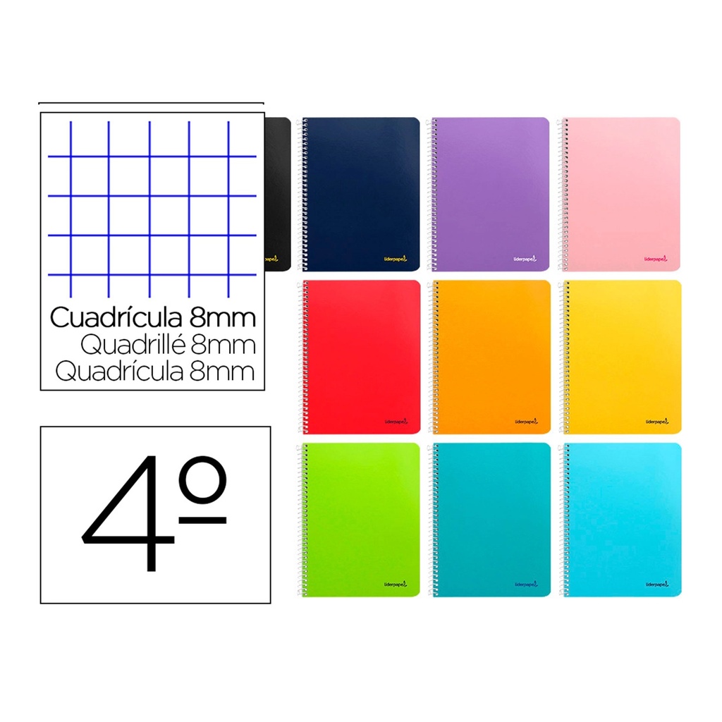 Cuaderno de espiral 1/4 cuadrícula grande 80 hojas