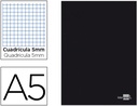 Libreta grapada A5 cuadriculada 80 hojas negra Liderpapel