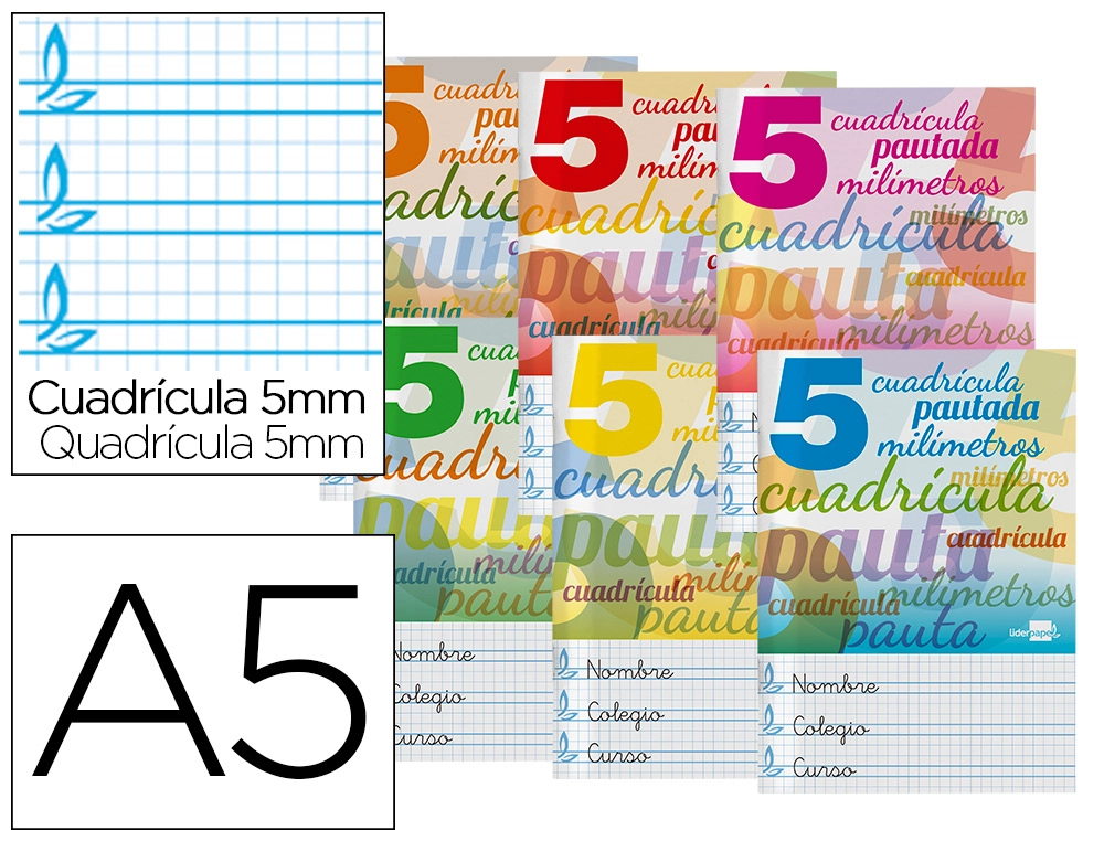 Libreta grapada A5 pautaguía 5 32 hojas Liderpapel