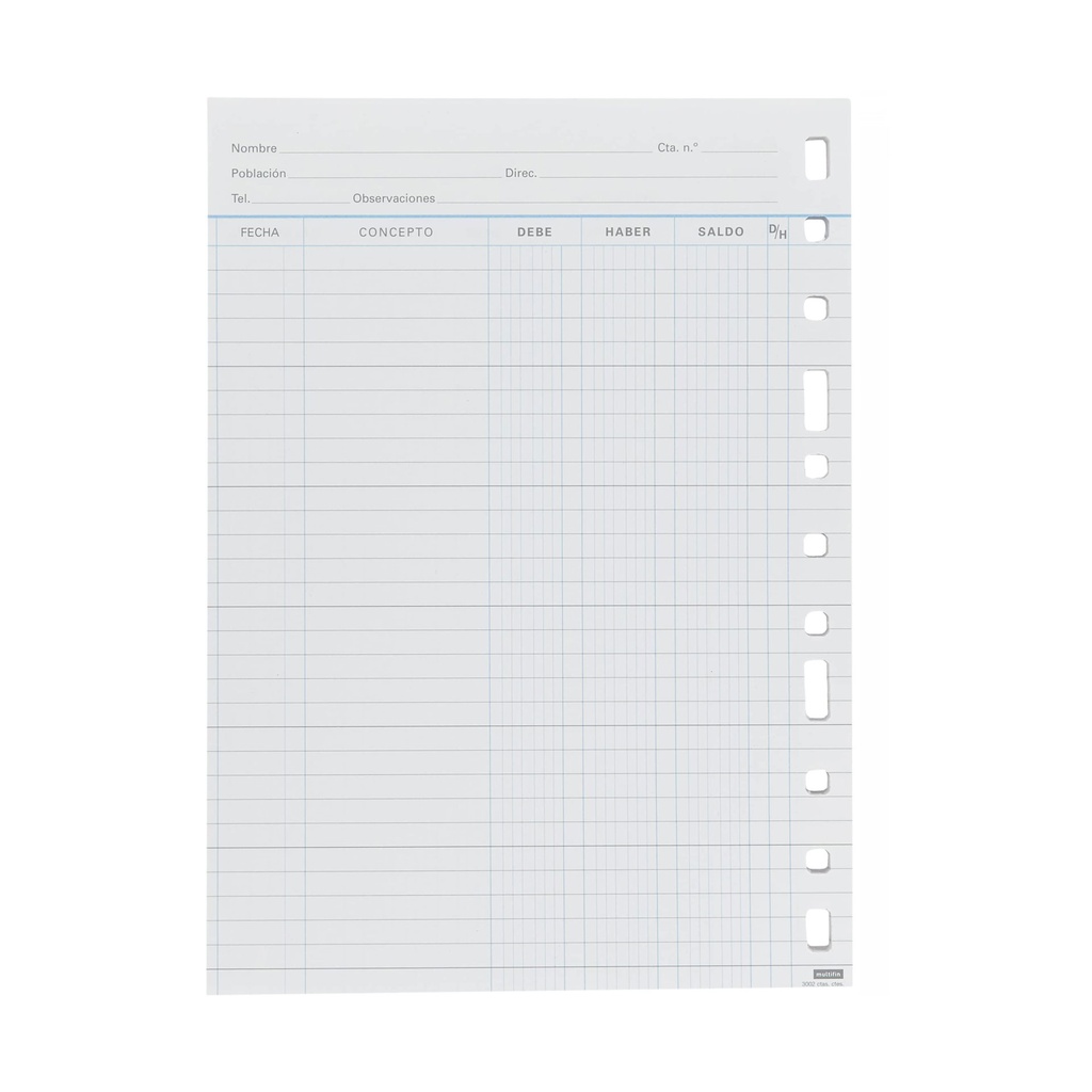 Recambio para anillas 1/4 cuentas corrientes Multifin (50 hojas)