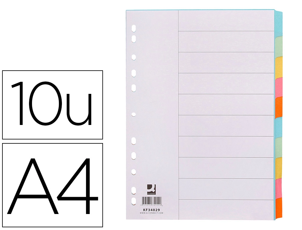 Separadores de cartulina de colores 10 hojas A4