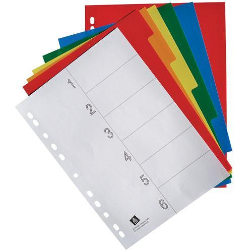 Separadores de cartulina de colores 6 hojas A4+ Avery