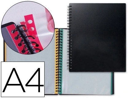 Carpeta escaparate de 20 fundas intercambiables con doble espiral A4