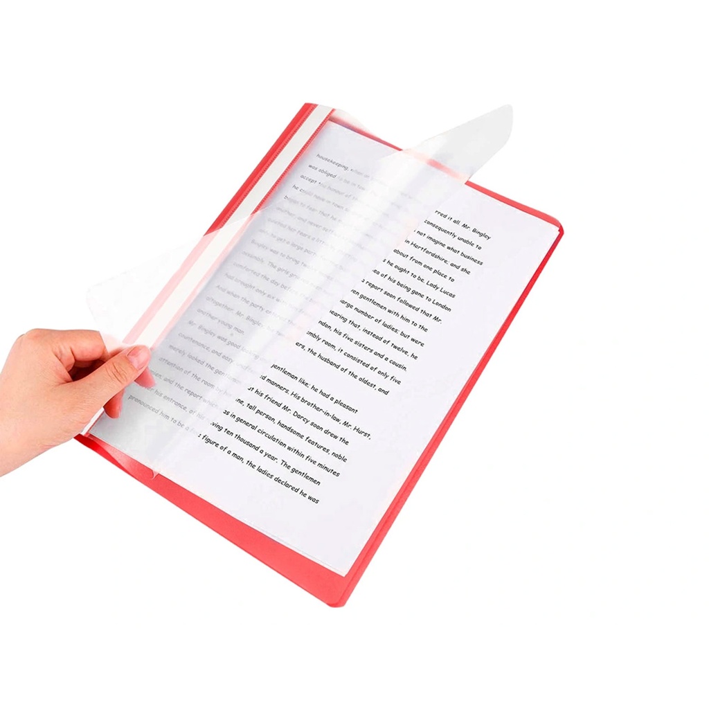 Dossier fástener de color rojo con portada transparente