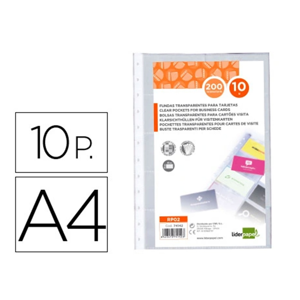 10 fundas multitaladro portatarjetas A4 In&Out
