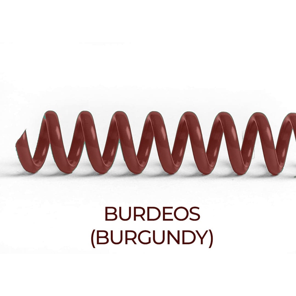 Espiral de encuadernación fabricado en plástico burdeos granate color vino de 42 mm. de diámetro