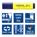 Rotulador fluorescente Staedtler Textsurfer Classic con especificaciones de uso y punta de 1-5 mm