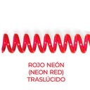 Espiral de encuadernación fabricado en plástico rojo neón traslúcido de 10 mm. de diámetro