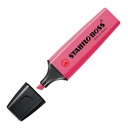 Marcador fluorescente rosa Stabilo Boss Original con capuchón quitado y punta visible