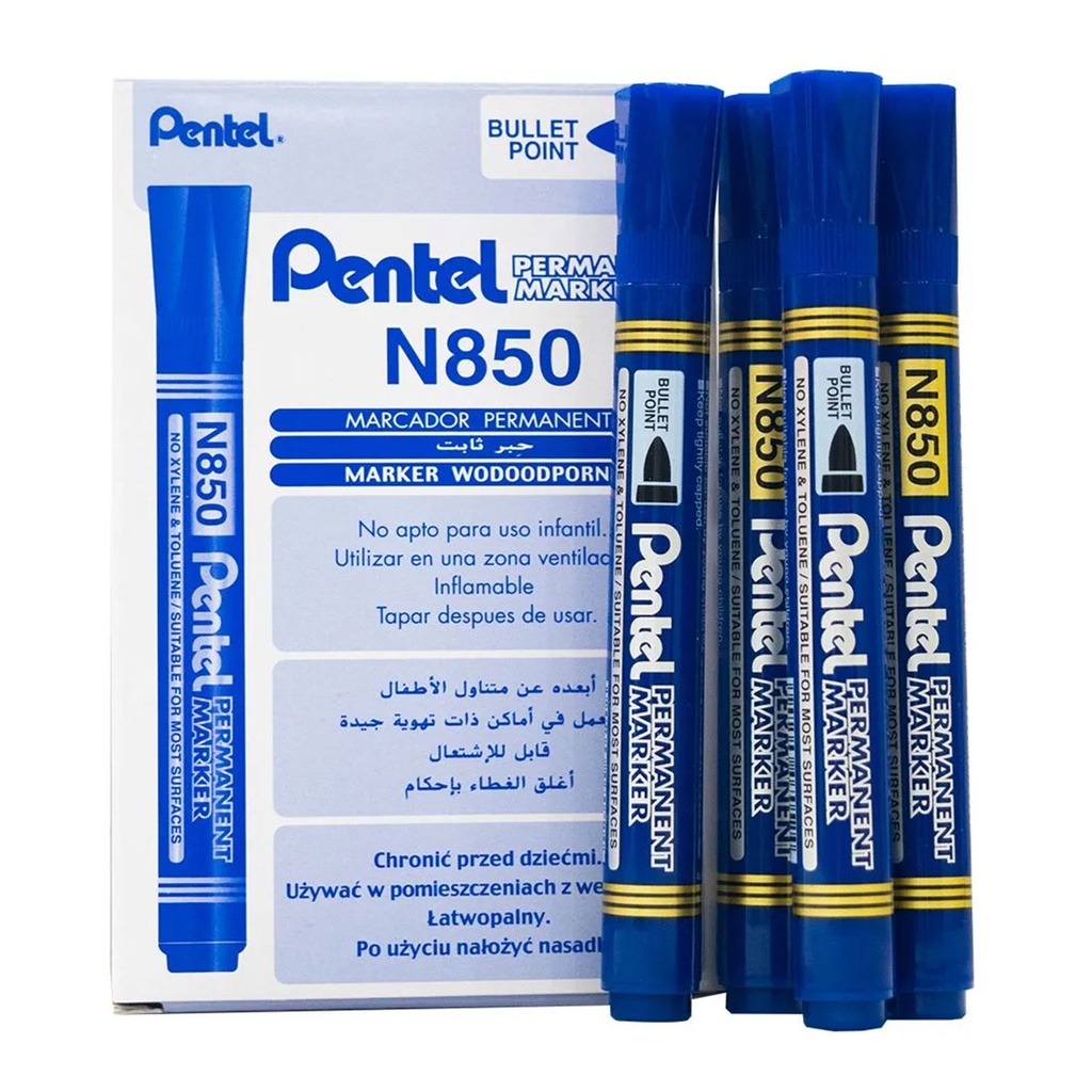 Caja de rotuladores permanentes Pentel N850 azul