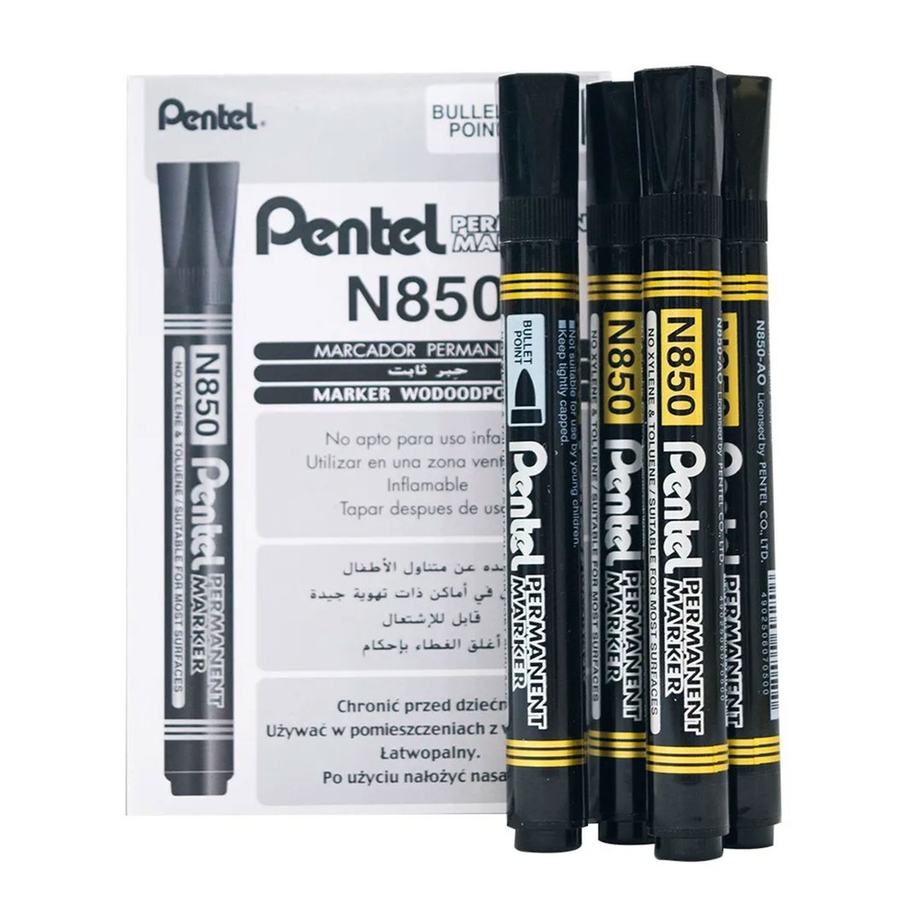 Rotulador permanente Pentel N850 negro punta redonda con estuche de presentación