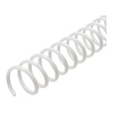 La espiral de encuadernación de plástico en acabado blanco 10 mm de diámetro y paso 5:1 se distribuye en cajas de 100 espirales para encuadernar 