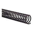 La espiral de encuadernación de plástico en acabado negro 18 mm de diámetro y paso 5:1 se distribuye en cajas de 100 espirales para encuadernar