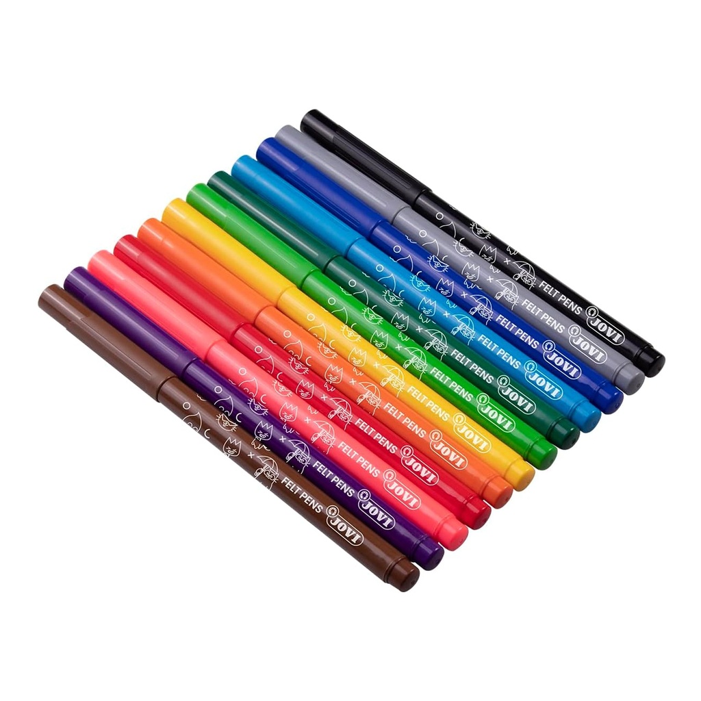 Estuche rotuladores escolares Jovi 12 unidades punta fina lavables
