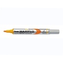 Rotulador para pizarra blanca Pentel Maxiflo MWL5S amarillo punta fina 2 mm, con cuerpo plateado y sistema de bombeo