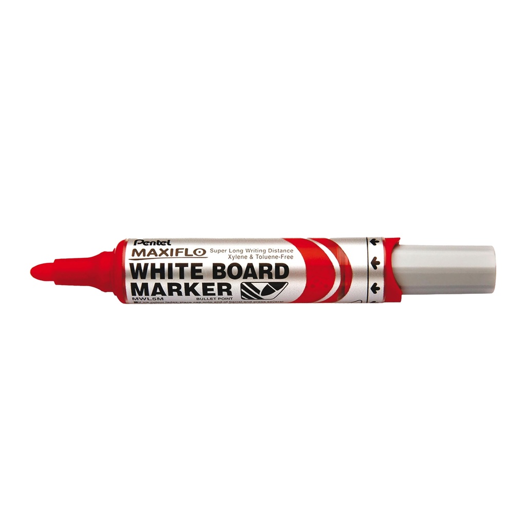 Rotulador para pizarra blanca Pentel Maxiflo MWL5M rojo punta media redonda de 3 mm para escritura destacada