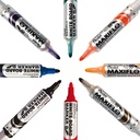 Vista ampliada de los rotuladores Pentel Maxiflo MWL5M punta media con colores vivos y sistema Maxiflo de tinta líquida