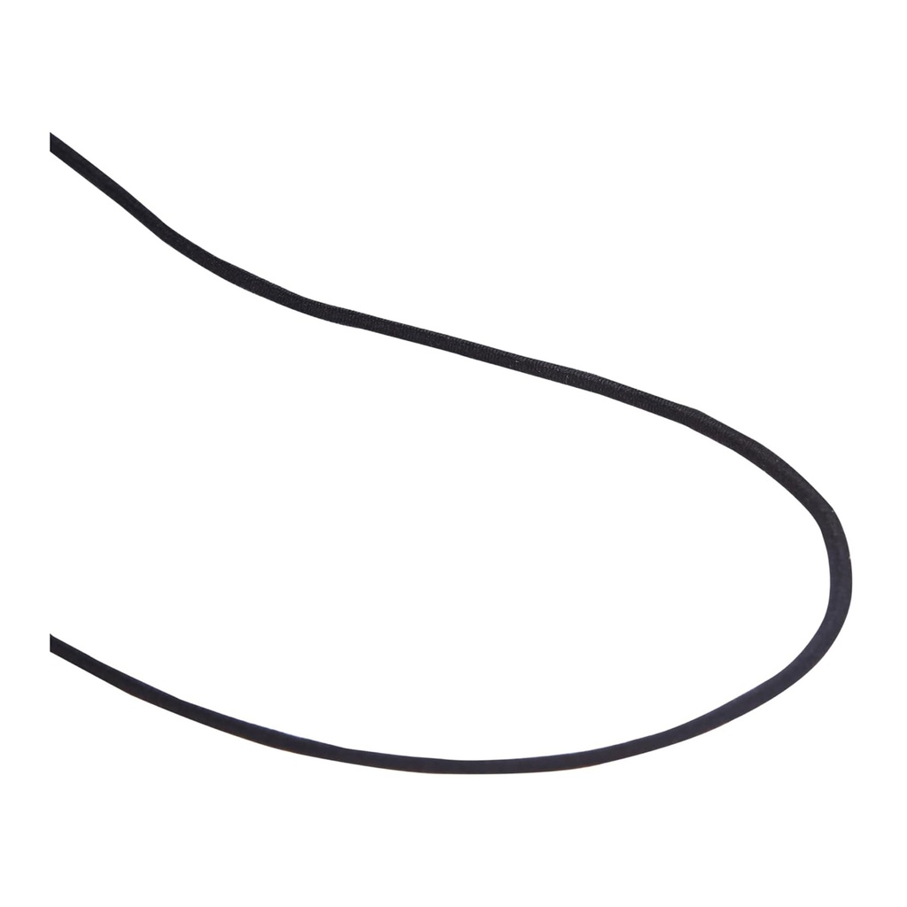 Detalle de cuerda elástica negra flexible de 2 mm ideal para pulseras, disfraces o goma del pelo