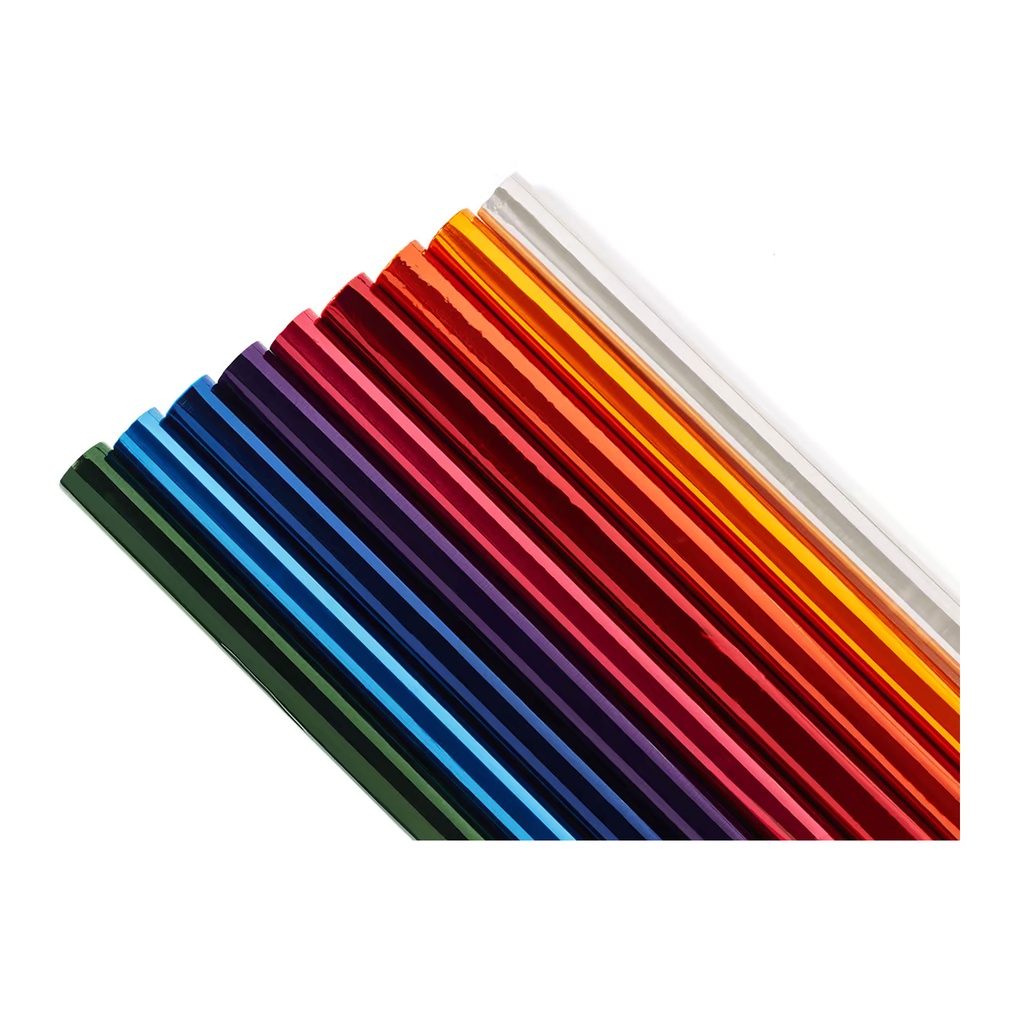 Gama de colores de rollos de papel celofán Sadipal para manualidades transparentes