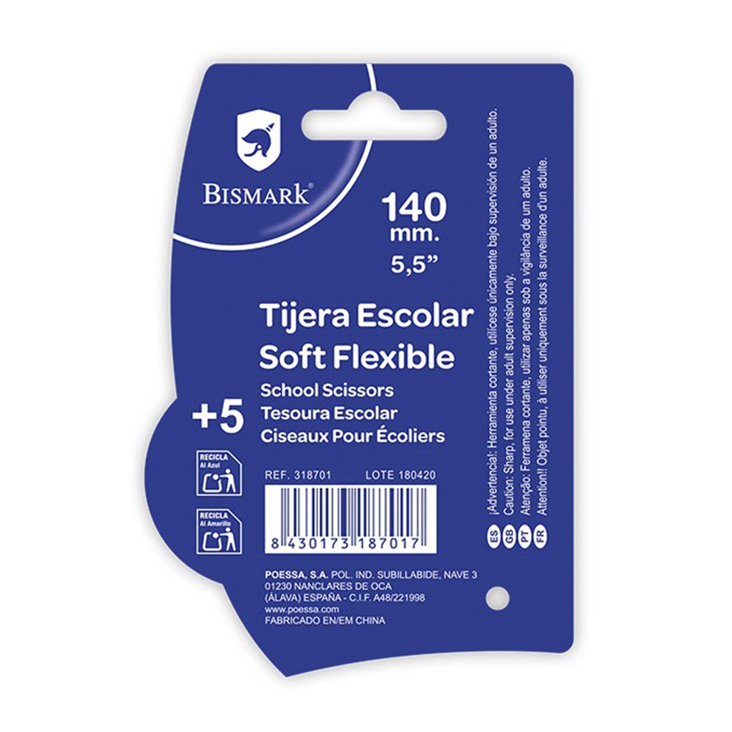 Tijeras escolares flexibles 14 cm Soft Kids